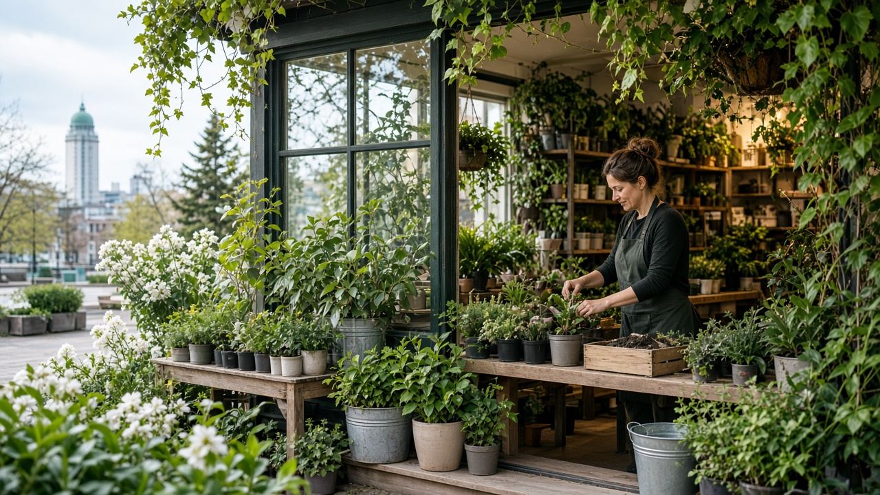 Plant nursery / garden centre workspace at Stormfoes House