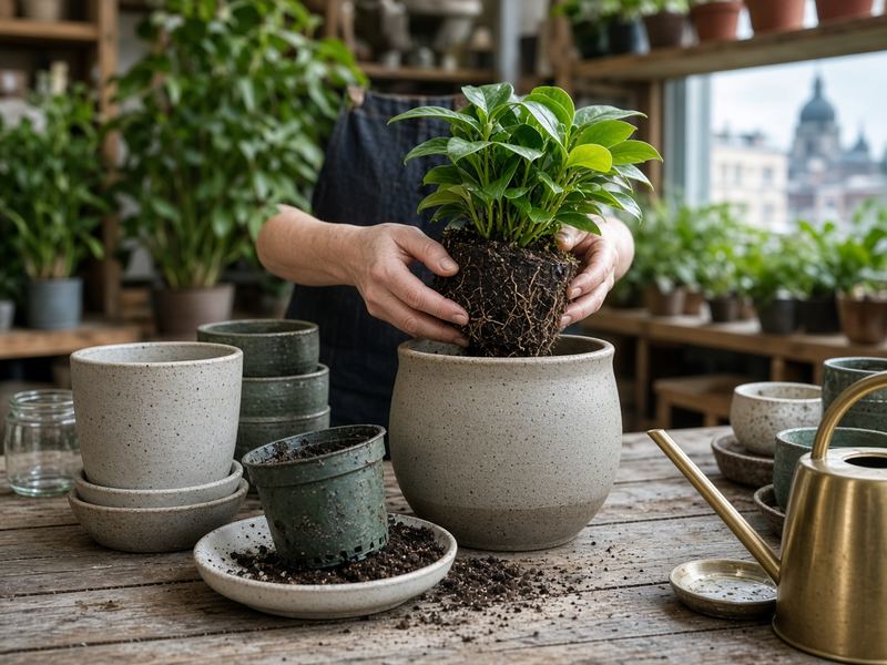 Repotting bench at Stormfoes House